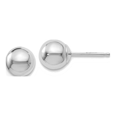 14K White Gold Ball Stud Earrings