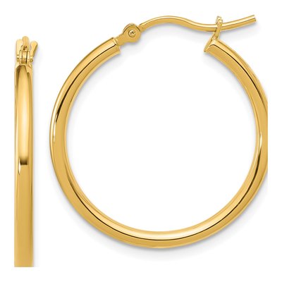 14K Yellow Gold 25mm Hoop Earrings