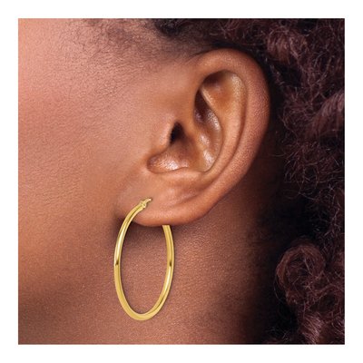 14K Yellow Gold 35mm Hoop Earrings – view 4