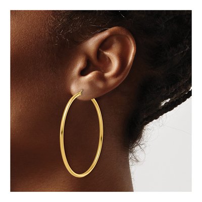 14K Yellow Gold 50mm Hoop Earrings – view 4