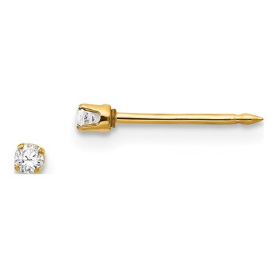 14K Yellow Gold CZ Piercing Stud Earrings