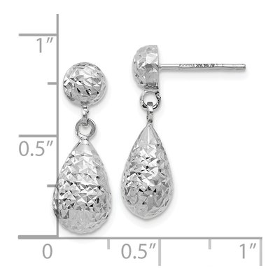 14K White Gold Diamond-Cut Dangle Earrings – view 4