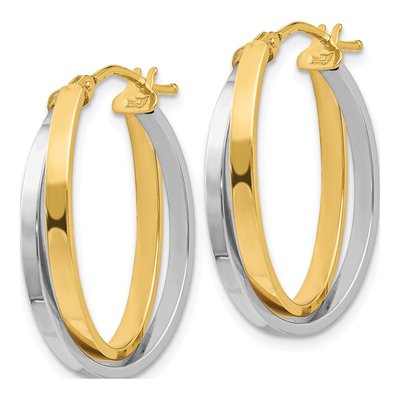 14K Yellow Gold Double Oval Hoop Earrings – view 3