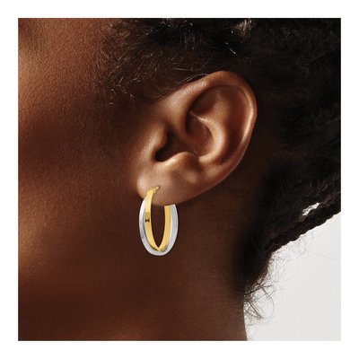 14K Yellow Gold Double Oval Hoop Earrings – view 4