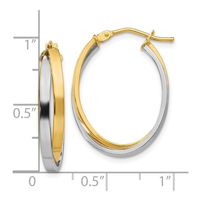 14K Yellow Gold Double Oval Hoop Earrings – view 5
