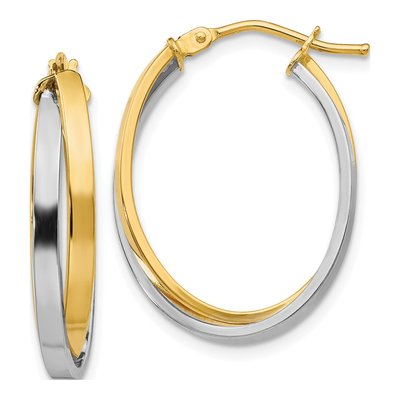 14K Yellow Gold Double Oval Hoop Earrings