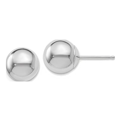 14K White Gold Ball Stud Earrings