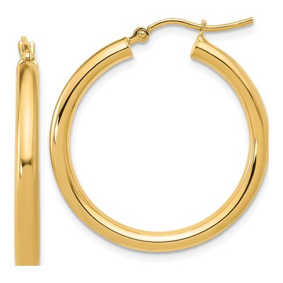 14K Yellow Gold 30mm Hoop Earrings
