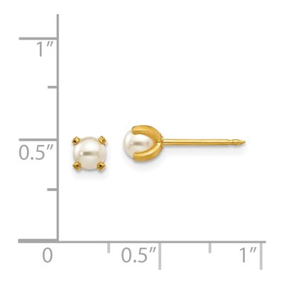 18K Yellow Gold Simulated Pearl Stud Earrings – view 4