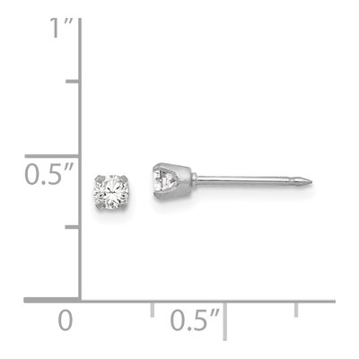 18K White Gold 3mm Round CZ Stud Earrings – view 4