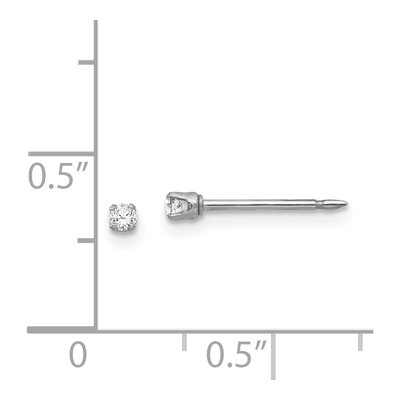 18K White Gold 2mm Round CZ Stud Earrings – view 4