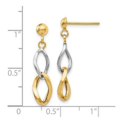 14K Two-Tone Gold Dangle Earrings – view 5