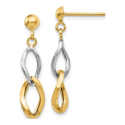 14K Two-Tone Gold Dangle Earrings