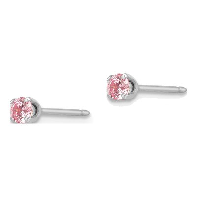 14K White Gold Round CZ Stud Earrings – view 2