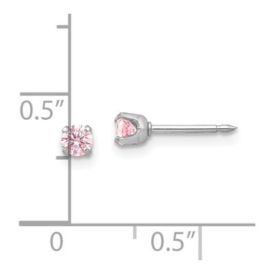 14K White Gold Round CZ Stud Earrings – view 3