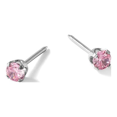 14K White Gold Round CZ Stud Earrings – view 4