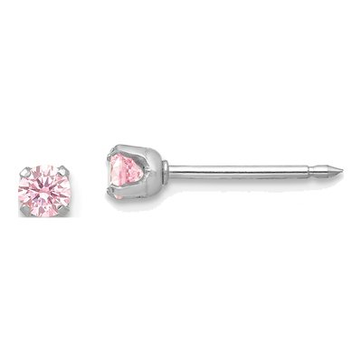 14K White Gold CZ Stud Earrings