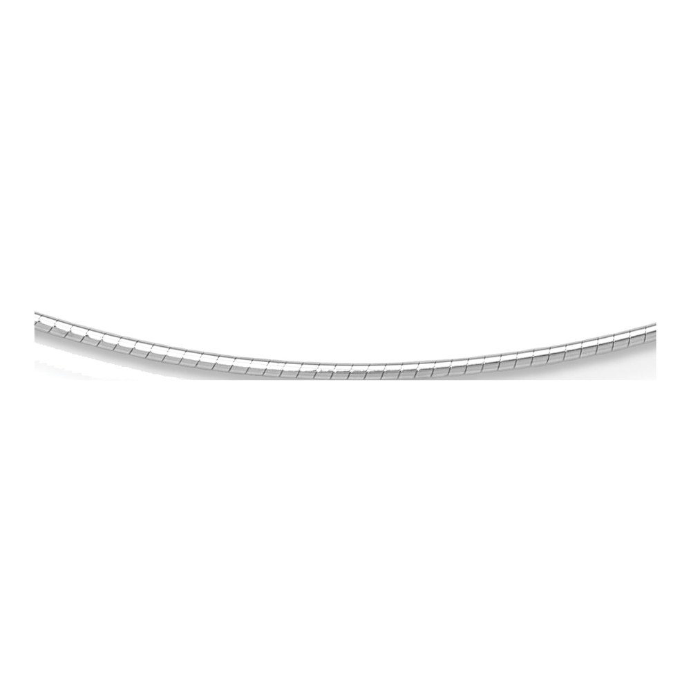 14K White Gold 1.2mm Omega Necklace, Detachable Clasp