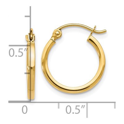 14K Yellow Gold 15mm Hoop Earrings – view 5