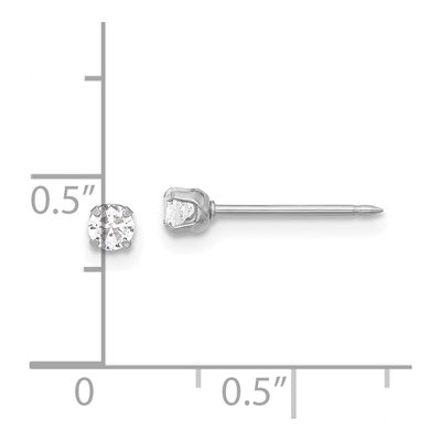 14K White Gold 3mm Round CZ Stud Earrings – view 4