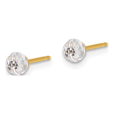 14K Yellow Gold 4mm Round Crystal Ball Stud Earrings – view 2