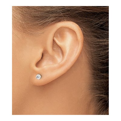 14K Yellow Gold 4mm Round Crystal Ball Stud Earrings – view 3