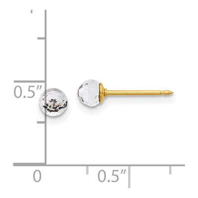 14K Yellow Gold 4mm Round Crystal Ball Stud Earrings – view 4
