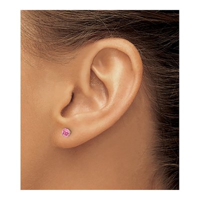14K Yellow Gold 4mm Round Crystal Ball Stud Earrings – view 3