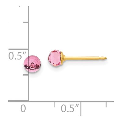 14K Yellow Gold 4mm Round Crystal Ball Stud Earrings – view 4