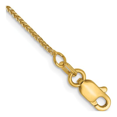 14K Yellow Gold 0.8mm Diamond-Cut Wheat Chain Anklet