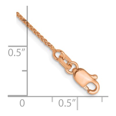 14K Rose Gold 1mm Wheat Chain Anklet – view 3