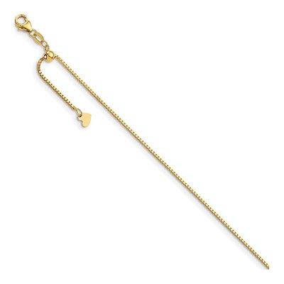 14K Yellow Gold 7mm Box Chain Anklet