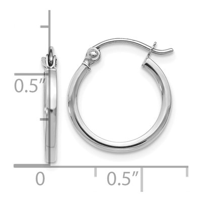 14K White Gold 15mm Hoop Earrings – view 4