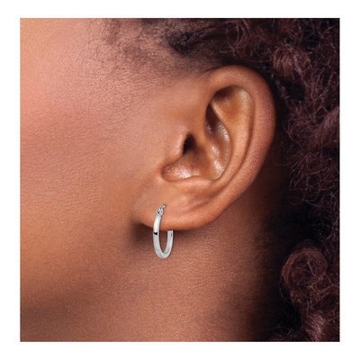 14K White Gold 15mm Hoop Earrings – view 5