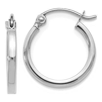 14K White Gold 15mm Hoop Earrings