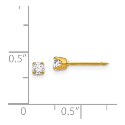 Stainless Steel 3mm Round CZ Stud Earrings – view 4