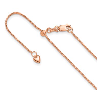 14K Rose Gold 1mm Wheat Chain