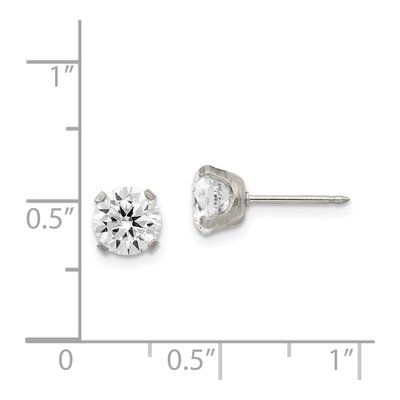 Stainless Steel 7mm Round CZ Stud Earrings – view 4