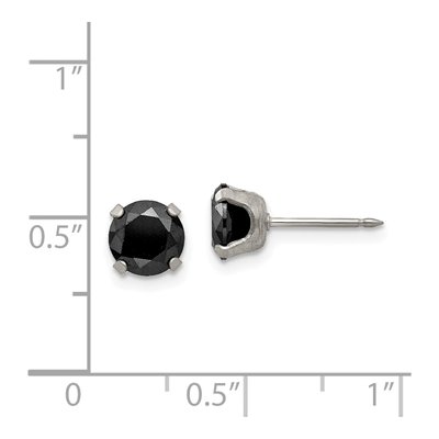 Stainless Steel 7mm Round CZ Stud Earrings – view 4