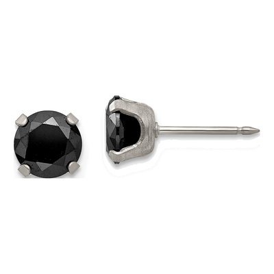 Stainless Steel 7mm Round CZ Stud Earrings