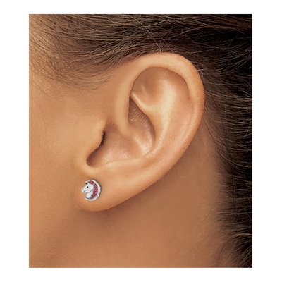 Stainless Steel Girls' Unicorn Enamel Stud Earrings – view 3