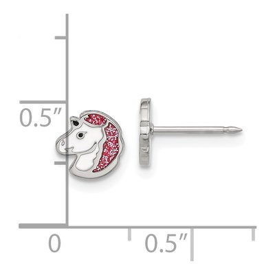 Stainless Steel Girls' Unicorn Enamel Stud Earrings – view 4