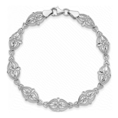 14K White Gold Fancy Filigree Bracelet – view 5