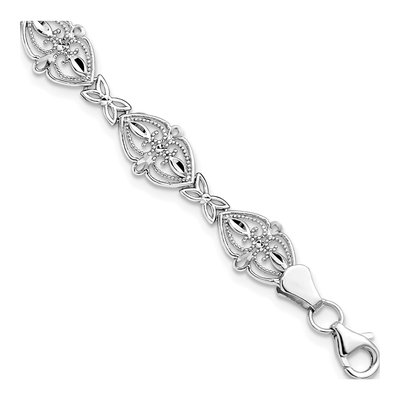 14K White Gold Fancy Filigree Bracelet
