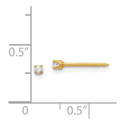 Stainless Steel 2mm Round CZ Stud Earrings – view 4