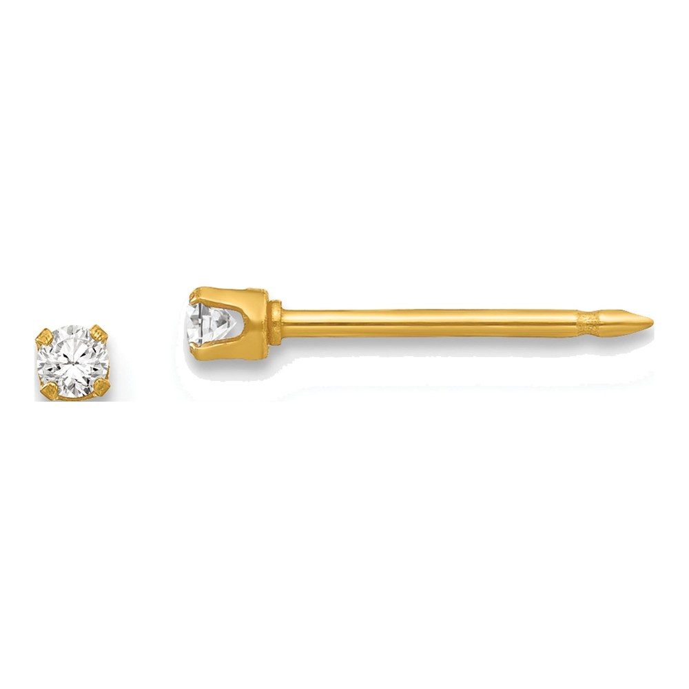 Stainless Steel 2mm Round CZ Stud Earrings