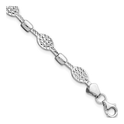 14K White Gold Diamond-Cut Bracelet