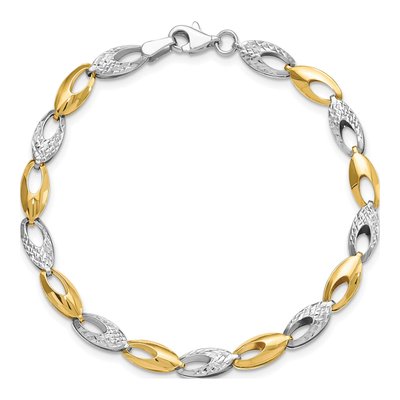 14K Two-Tone Gold Fancy Link Bracelet – view 6