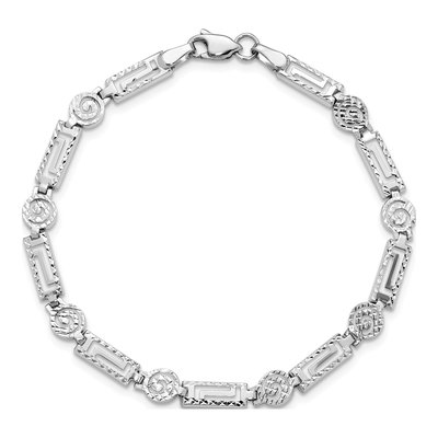14K White Gold Diamond-Cut Bracelet – view 6