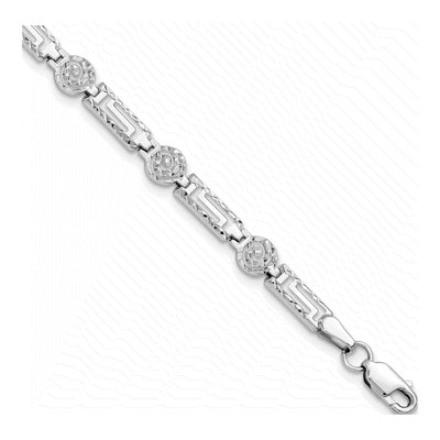 14K White Gold Diamond-Cut Bracelet